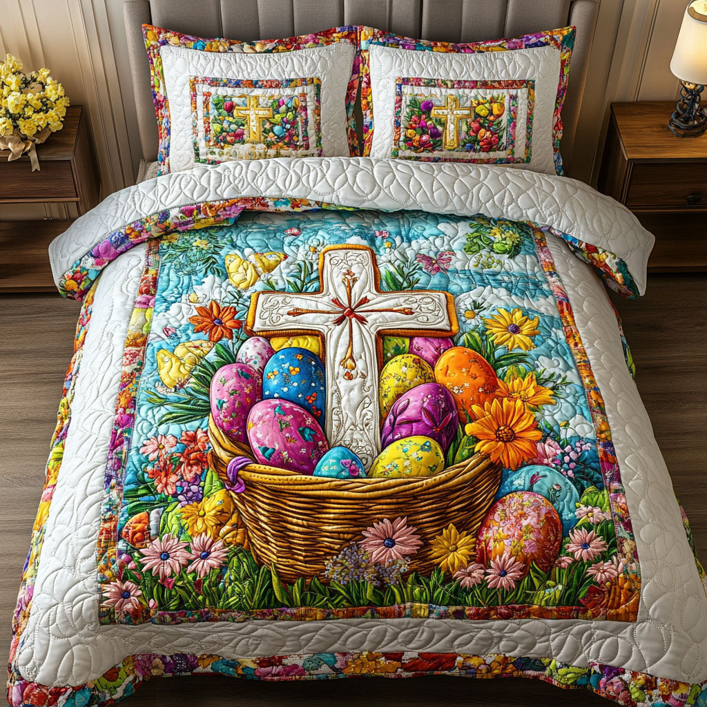 Gifts For Christians Quilt Bed Set Joyful Easter Eggs With Cross 30acxx160125 - Blanket - GoDuckee