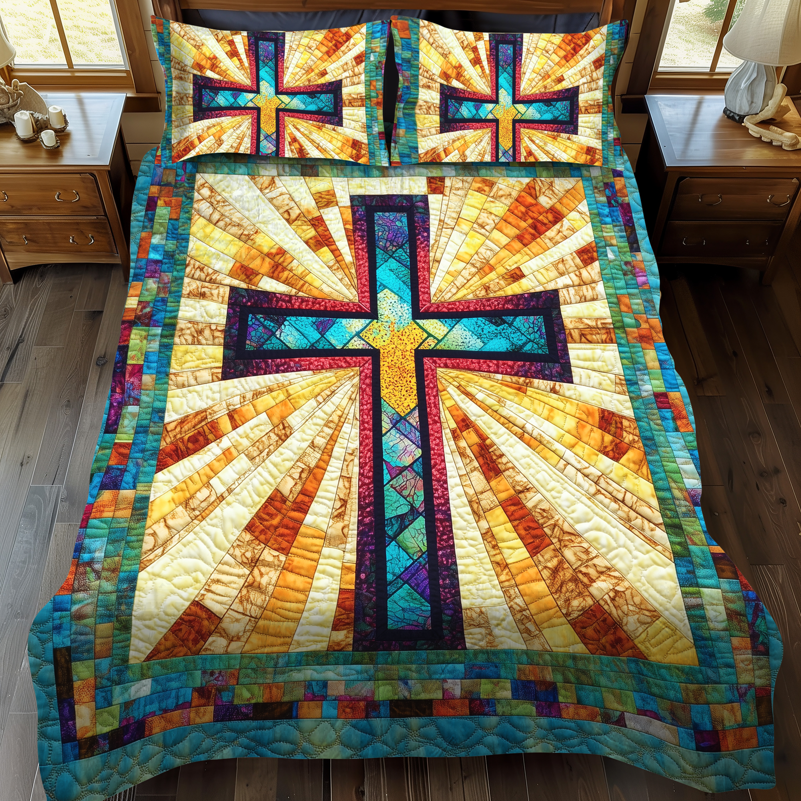 Gifts For Cross Lover Quilt Bed Set Eternal Cross - Blanket - GoDuckee