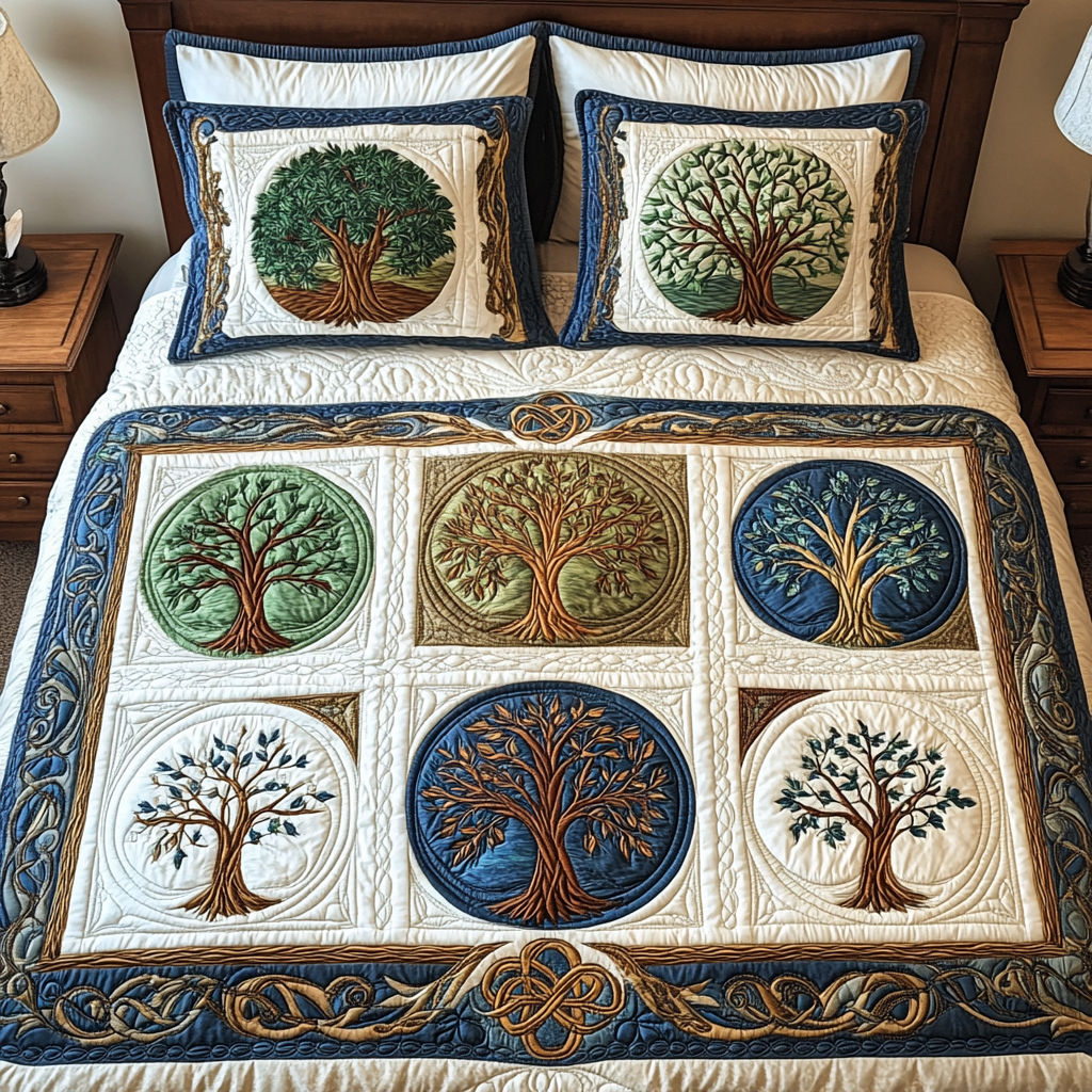 Gifts For Tree Lover Quilt Bed Set Ethereal Forest - Blanket - GoDuckee