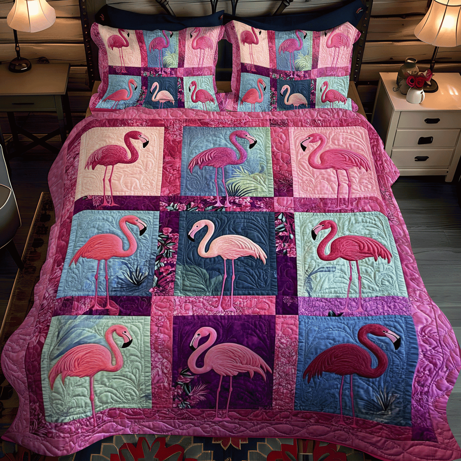Gifts For Flamingo Lover Quilt Bed Set Flamingo Paradise - Blanket - GoDuckee