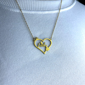 Personalized Name Necklace- Heart Crown Pendant 028 01acxx140325 - Necklace - GoDuckee