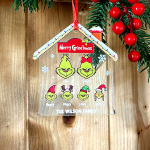 Merry Grinchmas, Personalized Green Family Acrylic Ornament, Christmas Gift - Ornament - GoDuckee