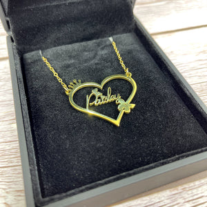 Personalized Name Necklace- Heart Crown Pendant 028 01acxx140325 - Necklace - GoDuckee