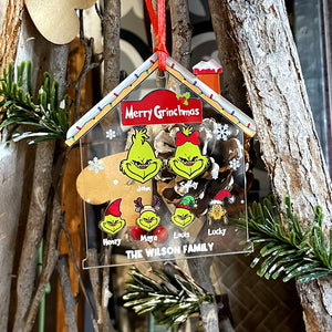 Merry Grinchmas, Personalized Green Family Acrylic Ornament, Christmas Gift - Ornament - GoDuckee