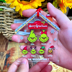 Merry Grinchmas, Personalized Green Family Acrylic Ornament, Christmas Gift - Ornament - GoDuckee