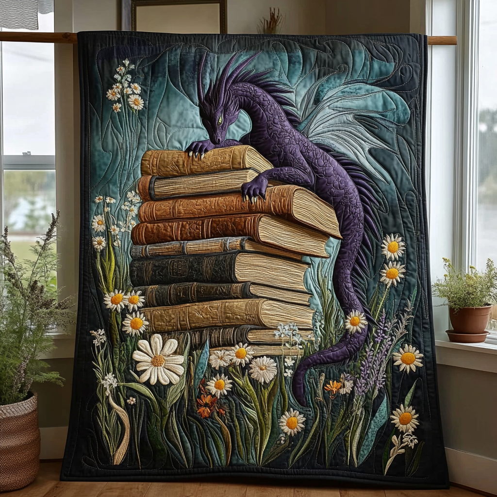 Gift For Dragon Lovers Blanket, Mystical Dragon & Book Guardian - Blanket - GoDuckee