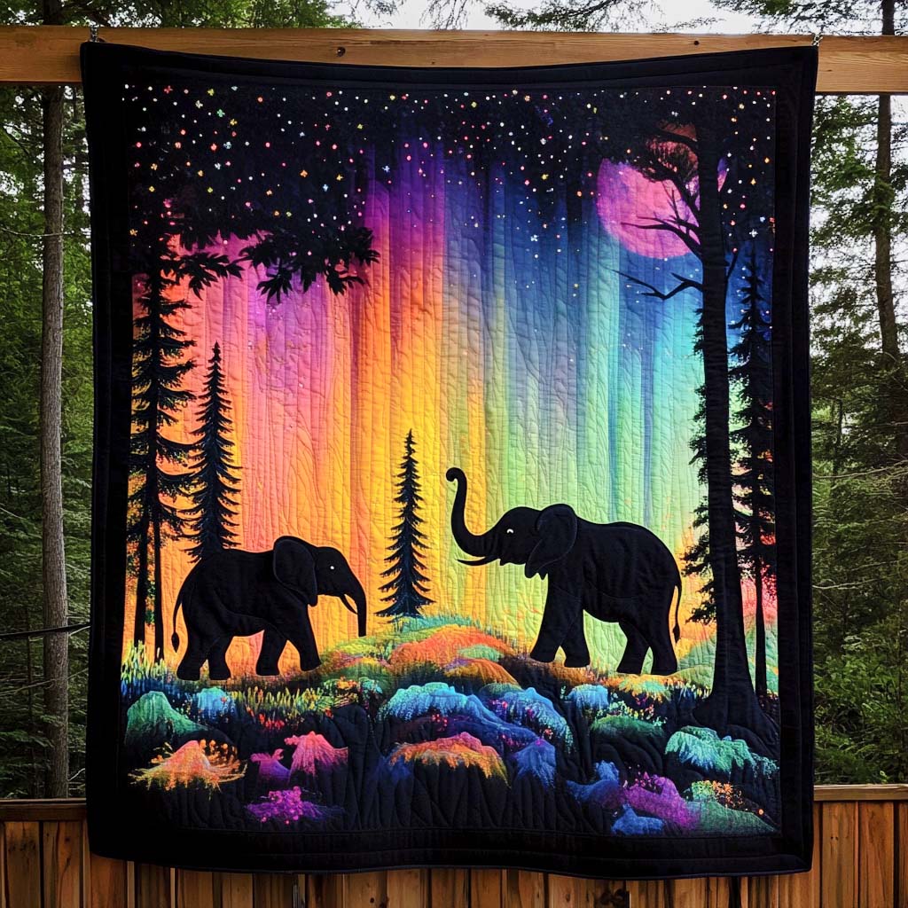 Gift For Elephant Lovers Blanket Aurora Elephant Dreamscape - Blanket - GoDuckee