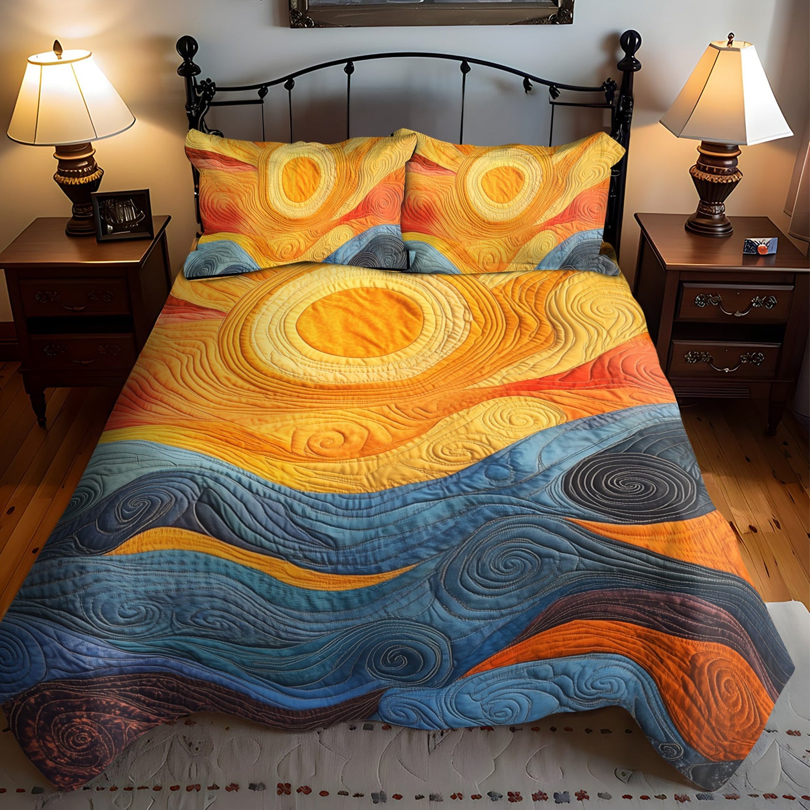 Delightful Sunshine Horizon Quilt Bedding Set - Blanket - GoDuckee