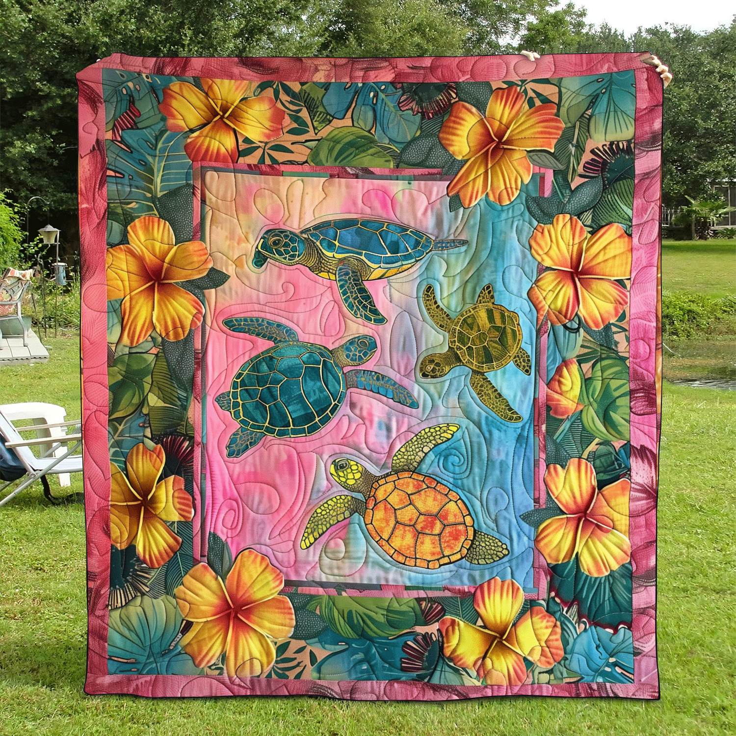 Gifts For Turtle Lover Blanket Hawaiian Turtle - Blanket - GoDuckee