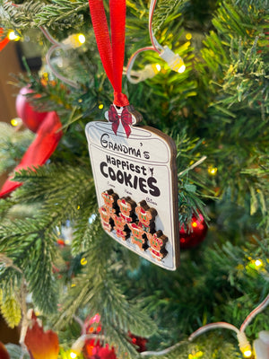 Grandma's Happiest Cookies, Personalized 01HTDT011123 Wood Ornament, Christmas Gift For Family - Ornament - GoDuckee