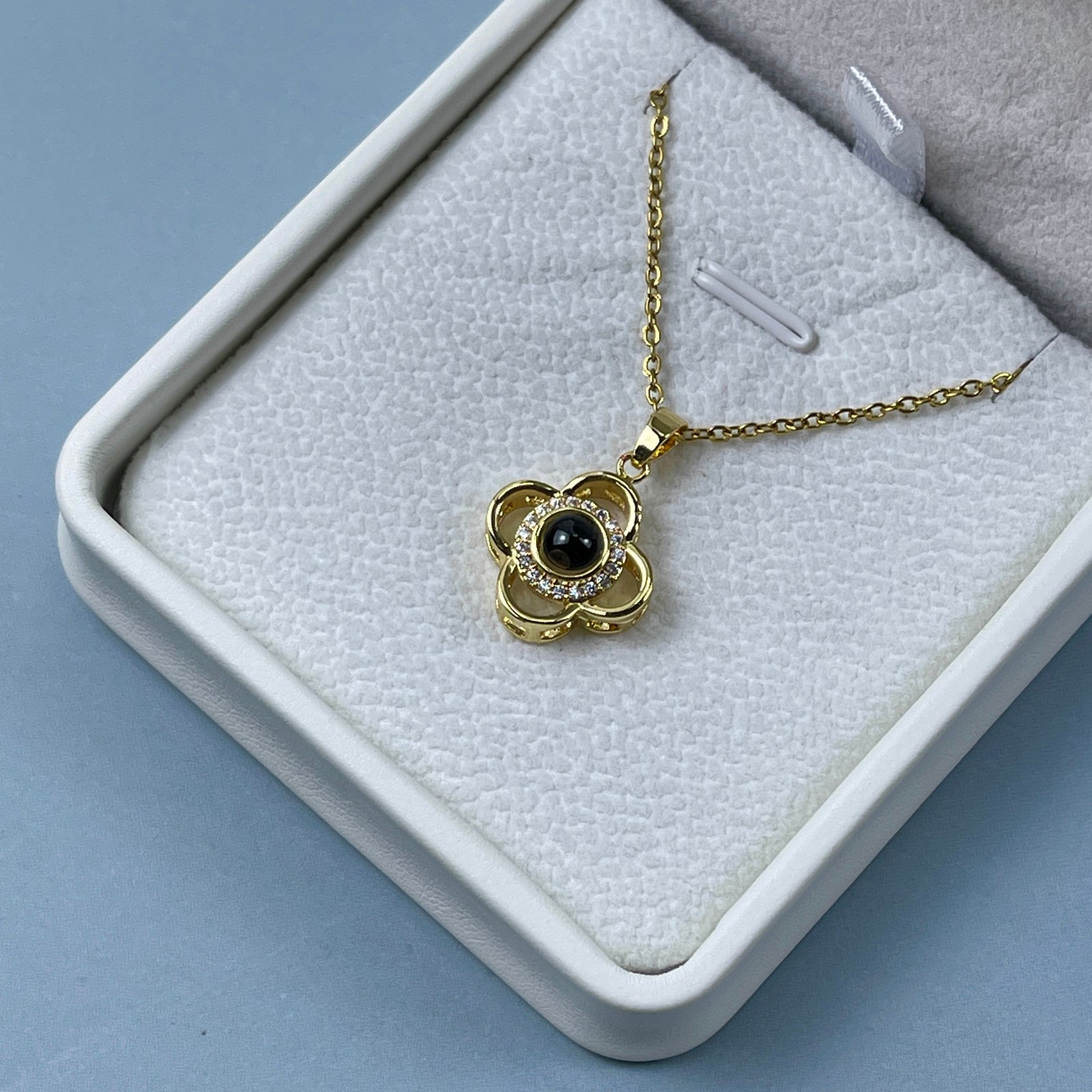 Custom Photo Projection Necklace - Lucky Clover Charm 39 05acxx140325 - Necklace - GoDuckee