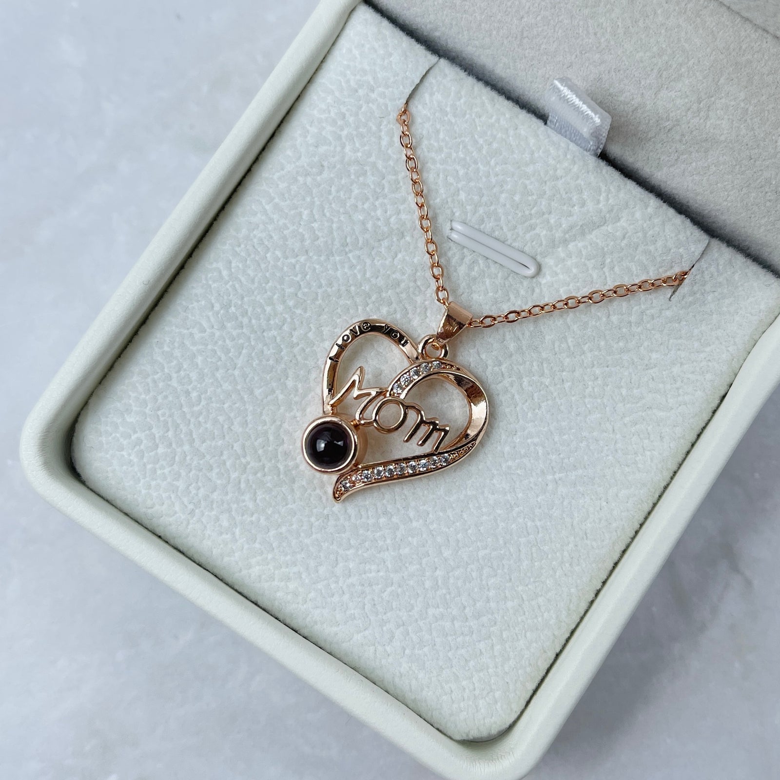 Custom Photo Projection Necklace For Mom, Lovely Heart Charm 50 06acxx140325 - Necklace - GoDuckee