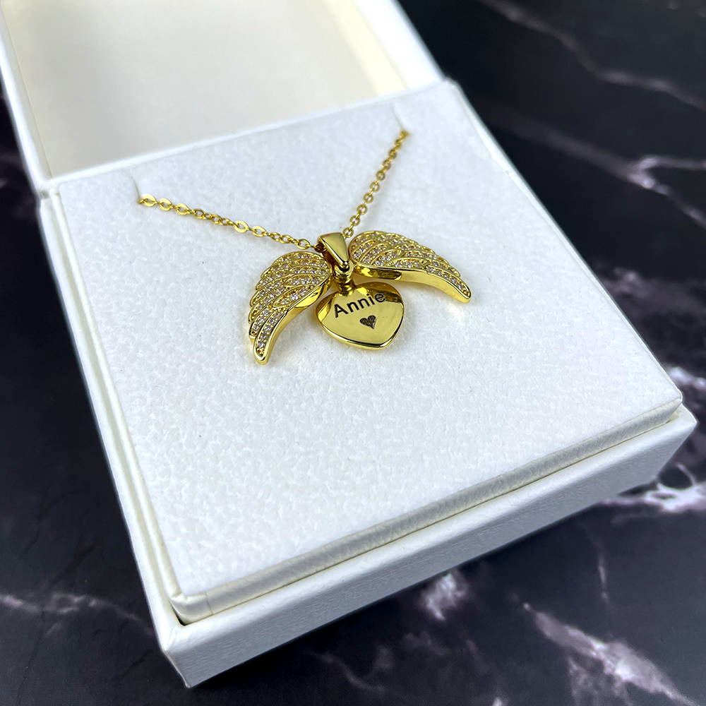 Personalized Memorial Gifts For Heaven Couple Angel Wings Necklace 02acxx140225 - Necklace - GoDuckee