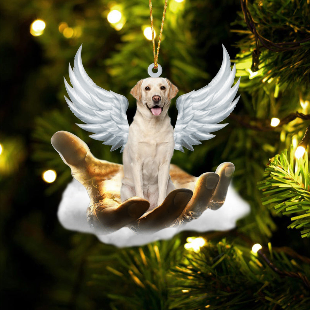 Dog On Jesus Hand, Personalized Memorial Ornament, Dog Memorial Ornament, Gift For Dog Lovers - Ornament - GoDuckee