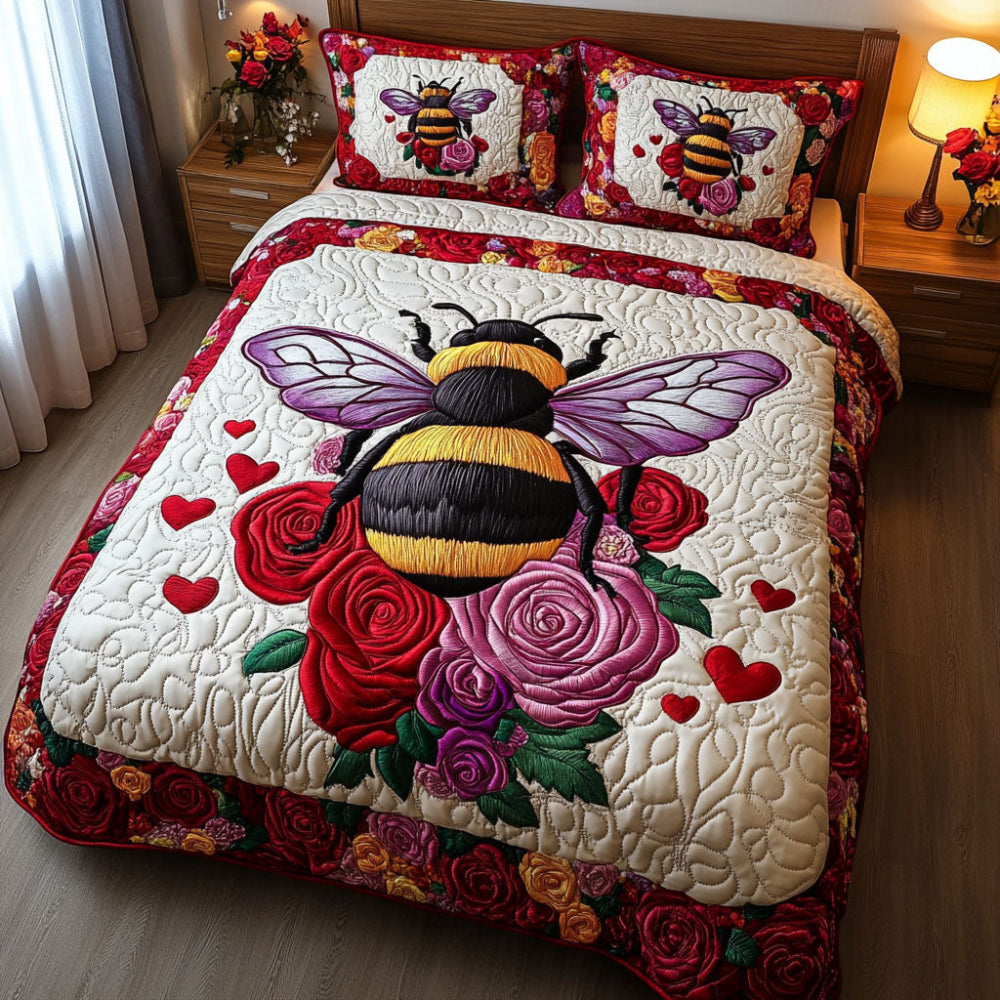 Gifts For Bee Lovers Quilt Bed Set Bee Flower - Blanket - GoDuckee