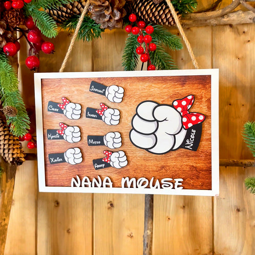 Mommy Mouse - Personalized Layered Wood Sign Stand - Gift For Mom, Dad - Wood Sign - GoDuckee