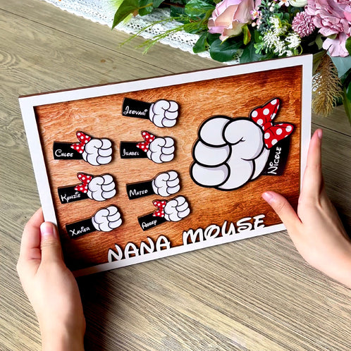 Mommy Mouse - Personalized Layered Wood Sign Stand - Gift For Mom, Dad - Wood Sign - GoDuckee