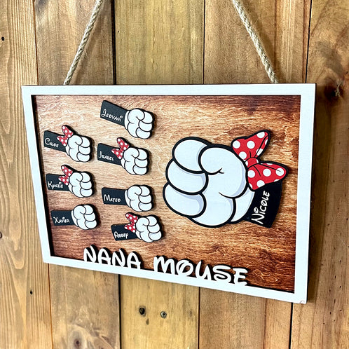 Mommy Mouse - Personalized Layered Wood Sign Stand - Gift For Mom, Dad - Wood Sign - GoDuckee