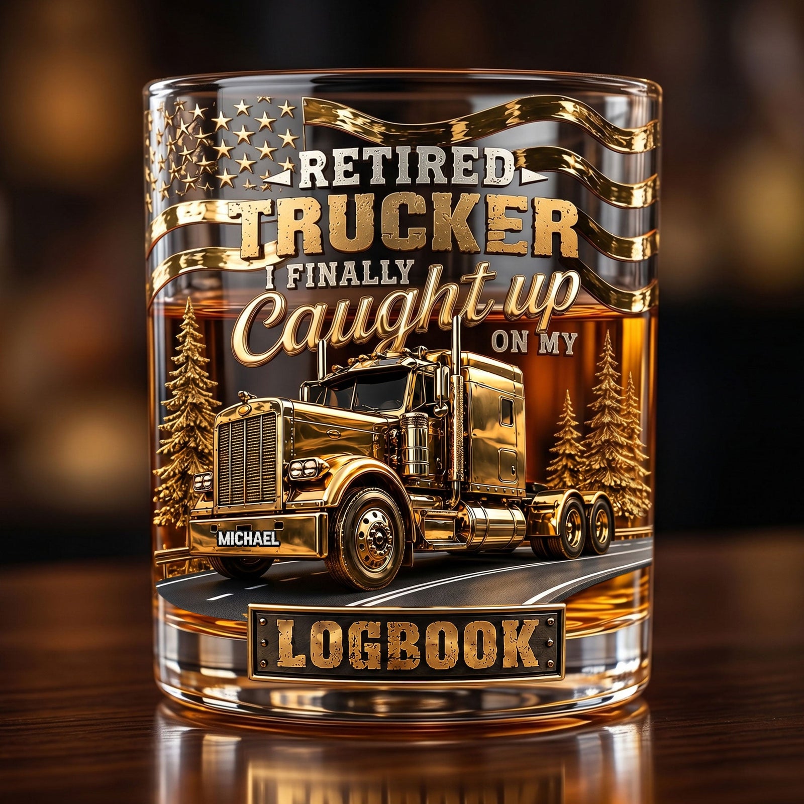 Fun Retired Trucker Round Glass-Personalized Gifts For Trucker 04QHTI240626 - Glass - GoDuckee