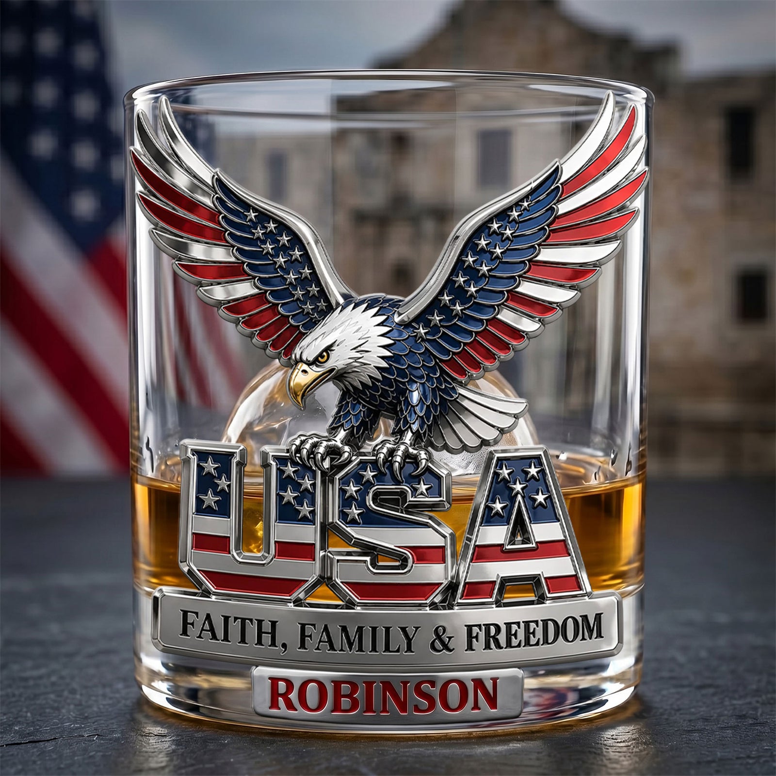 USA Strong Eagle Round Glass - Personalized Gifts For Patriots 02QHTI100626 - Glass - GoDuckee