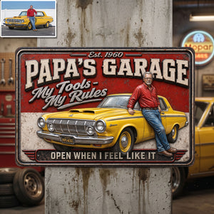 Retro Car Garage Dad Metal Sign - Personalized Custom Photo Gifts For Dads 03HUTI200526 - Metal Signs - GoDuckee