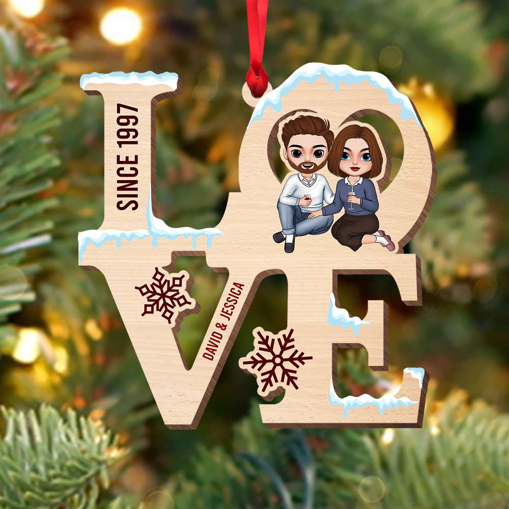 Love, Gift For Couple, Personalized Ornament, Couple Ornament, Christmas Gift - Ornament - GoDuckee