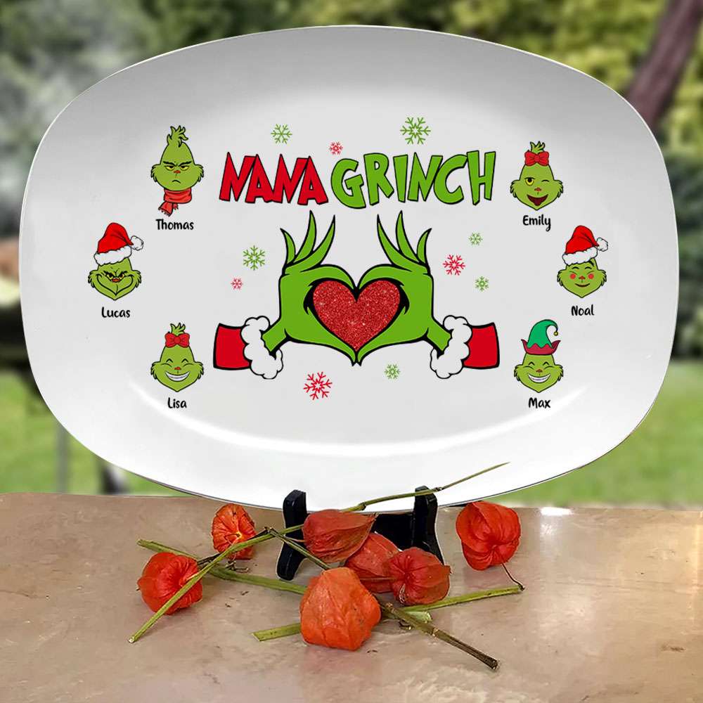 Gift For Family, Personalized Resin Plate, Green Famiy Kids Plate, Christmas Gift 05NATI250923 - Resin Plate - GoDuckee