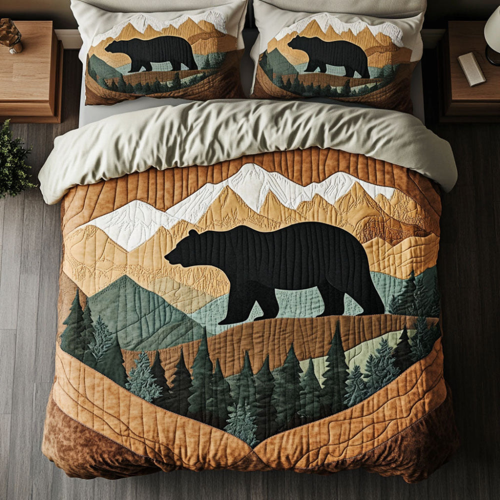 Gifts For Bear Lovers Quilt Bed Set Majestic Bear Mountains - Blanket - GoDuckee