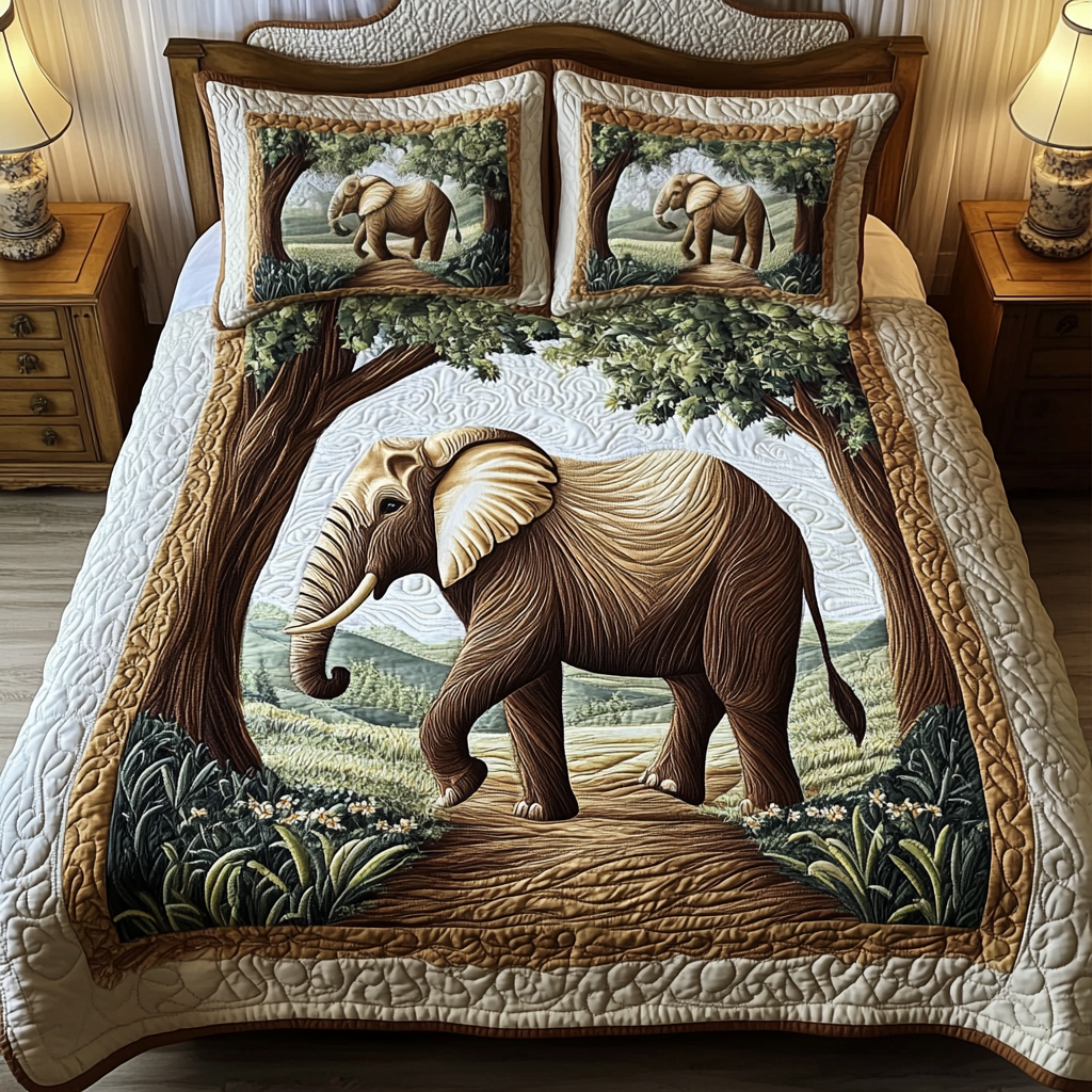 Gifts For Elephant Lover Quilt Bed Set Majestic Tusk - Blanket - GoDuckee