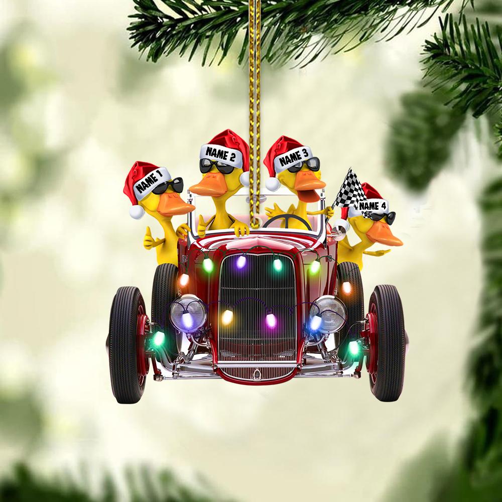 Hot Rod Duck - Personalized Christmas Ornament - Christmas Gift For Best Friends - Ornament - GoDuckee