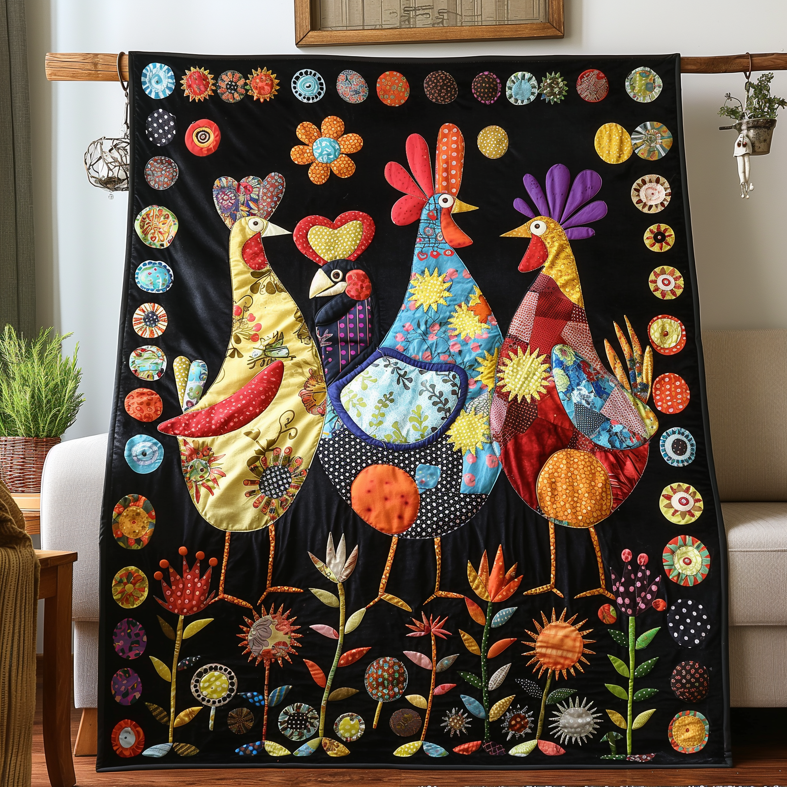 Gifts For Chicken Lover Blanket Midnight Garden Chicken - Blanket - GoDuckee