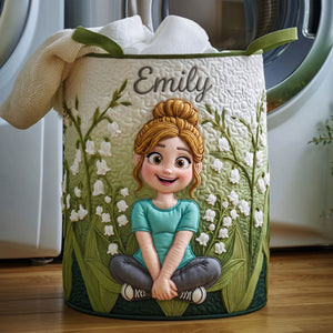 Birth Flower Girl Quilted Laundry Basket - Personalized Gifts For Girls 03QHTI300626 - Laundry Basket - GoDuckee