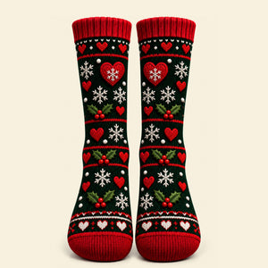 Old Naughty Santa Couples Middle Tube Socks - Personalized Christmas Gifts For Couples 02ohti220926 - Socks - GoDuckee