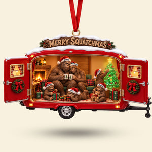 Cozy Camping Bigfoot Family Ornament - Personalized Christmas Gifts For Camping & Bigfoot Lovers 02qhti131026 - Ornament - GoDuckee