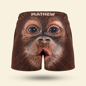 Cute Monkey Face Men's Beach Shorts - Personalized Gift For Him 03QHTI210926