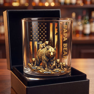 Papa Bear Round Glass - Personalized Gifts For Dad 02nati110526 - Glass - GoDuckee
