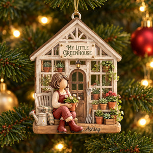 My Little Green House Wood Effect Ornament, Personalized Gifts For Gardening Girl 01qhti191026-Homacus