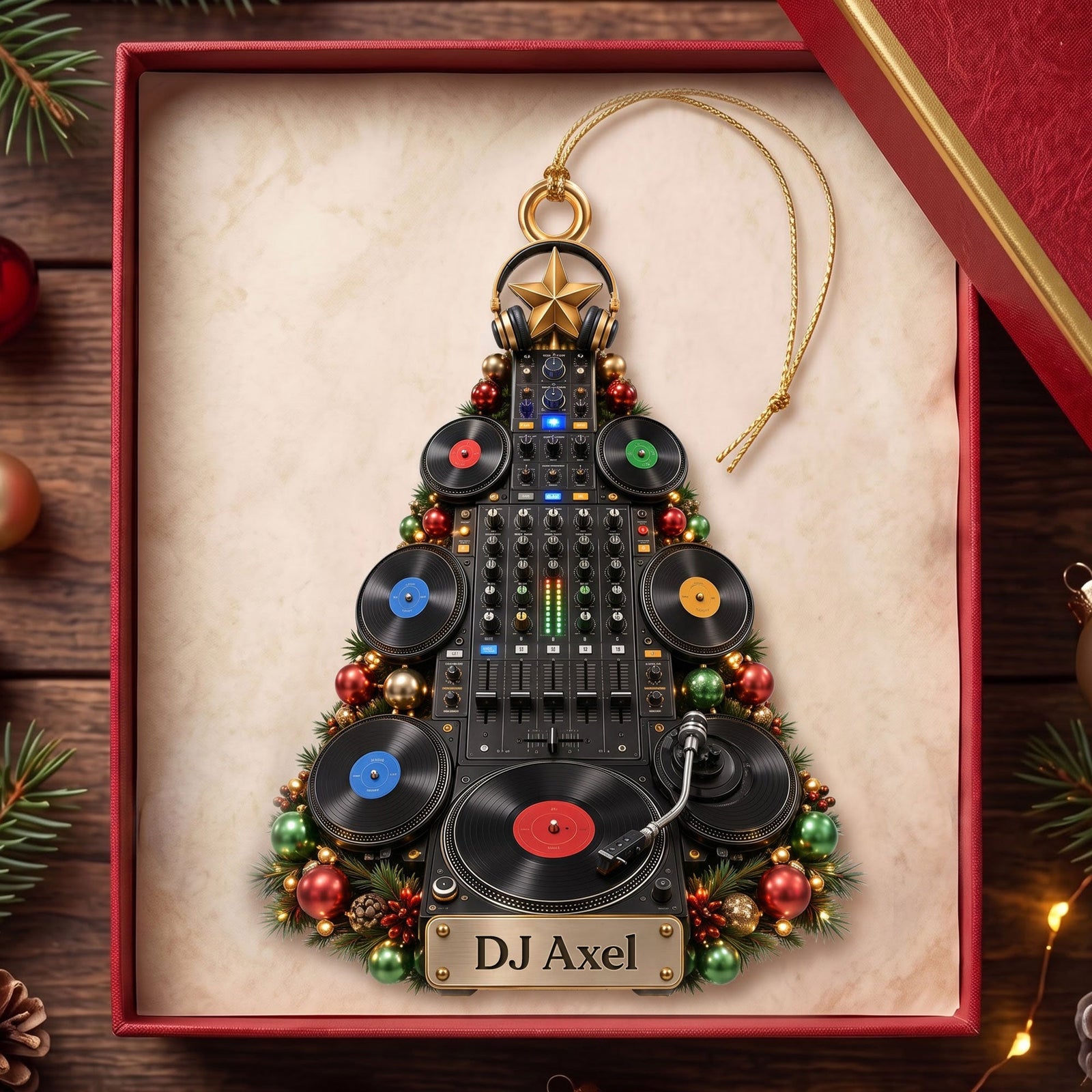 DJ Turntable Christmas Ornament - Personalized Gifts For Music Lovers 03NATI140826 - Ornament - GoDuckee