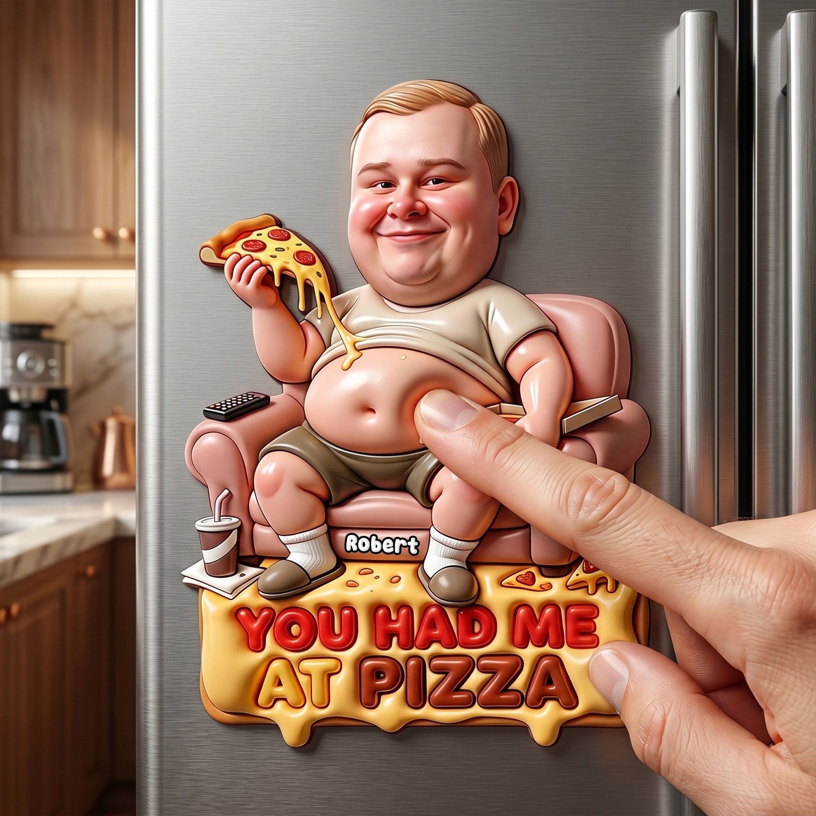 Funny Custom Face Pizza Lover Anti-collision Acrylic Fridge Magnet 01PGTI200626 - Fridge Magnet - GoDuckee