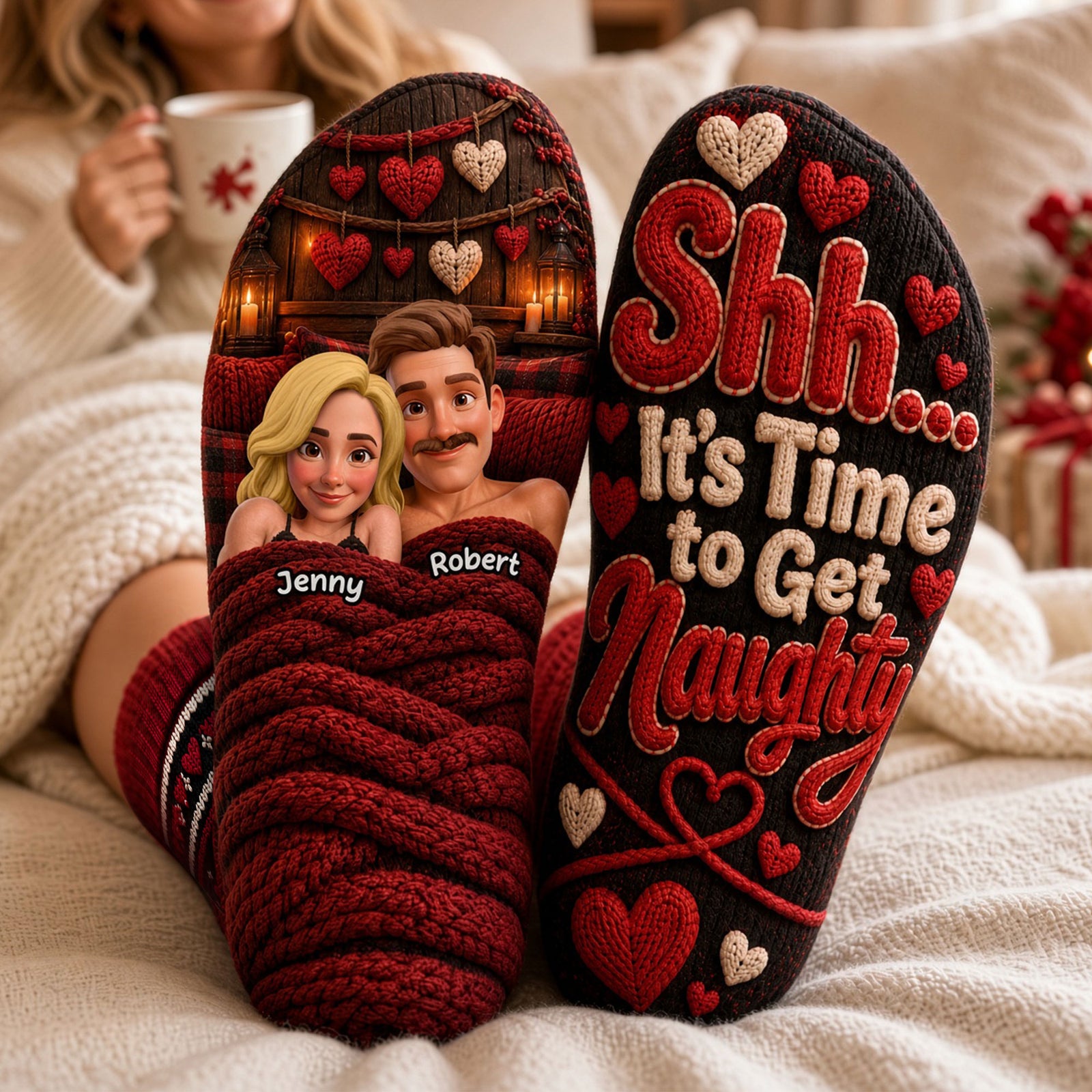 It's Time To Get Naughty Socks - Personalized Christmas Gifts For Couples 03OHTI290926 - Socks - GoDuckee