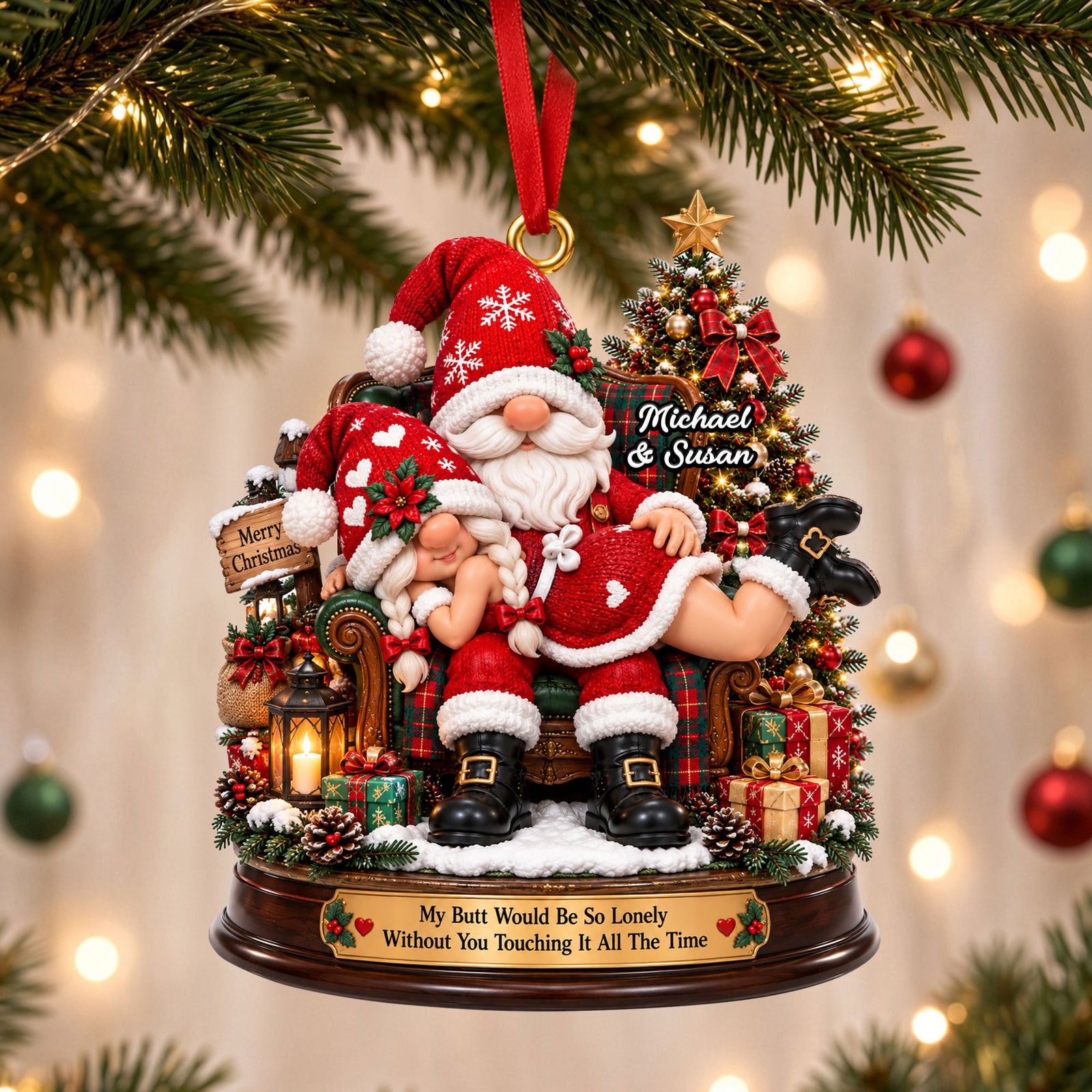 Playful Touch Couple Ornament - Personalized Christmas Gift For Couples 01NATI260926 - Ornament - GoDuckee