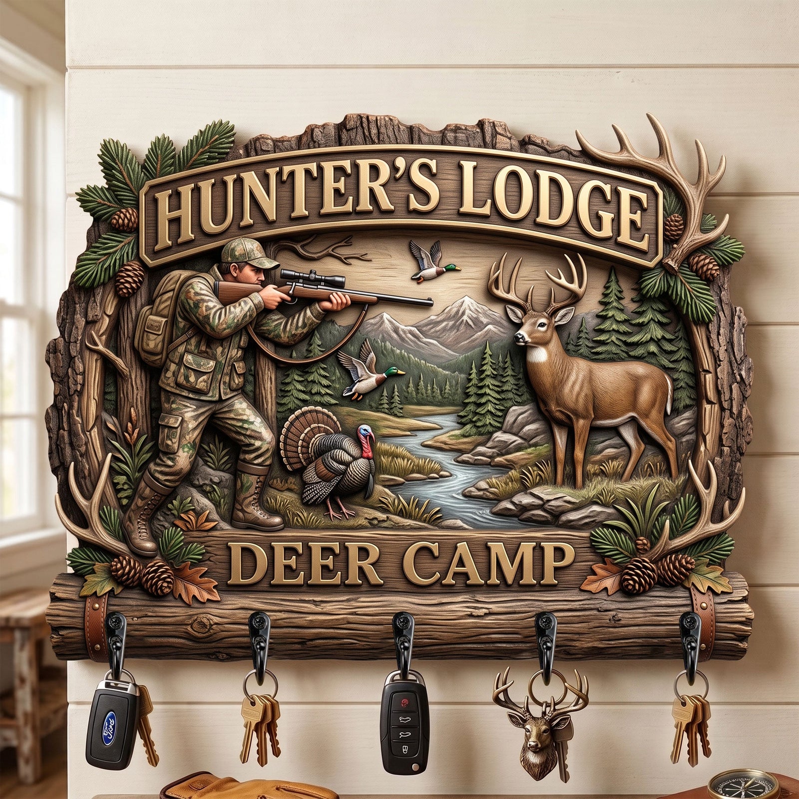 Hunter's Lodge Acrylic Key Hanger - Personalized Gifts 03tyti220726 - Key Hanger - GoDuckee