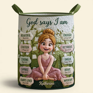 Lovely Birth Flower Quilted Laundry Basket - Personalized Gifts For Girls 05qhti170726 - Laundry Basket - GoDuckee