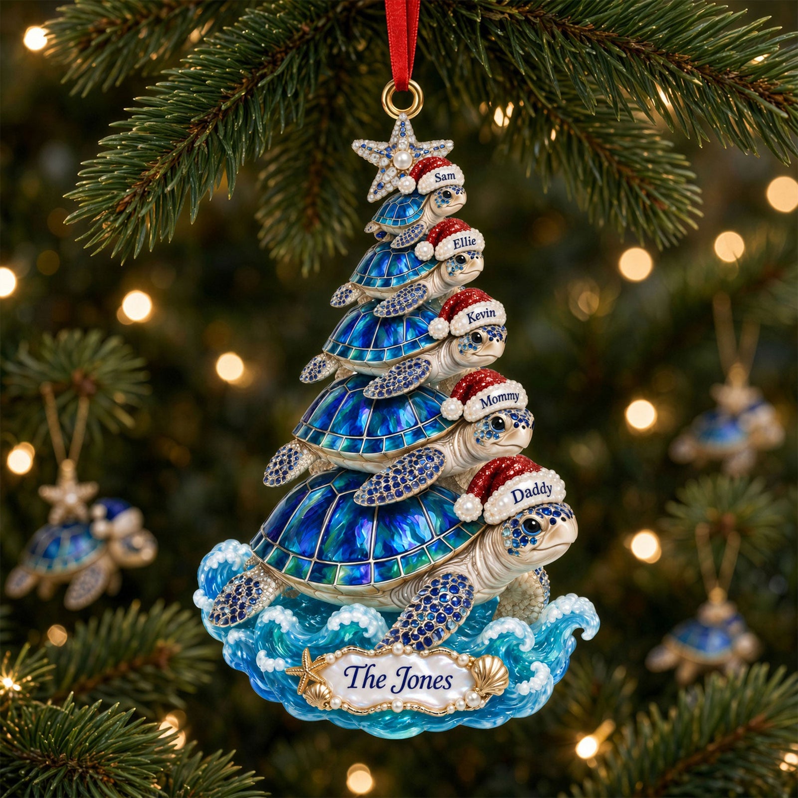 Jolly Turtle Flow Acrylic Ornament - Personalized Christmas Gifts For Family 01qhti051026 - Ornament - GoDuckee