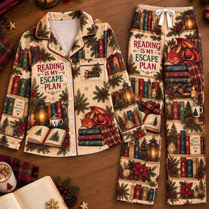 Mystical Dragon Library Pajama Set - Personalized Gifts For Book Lovers 02pati031026 - Pajama Set - GoDuckee