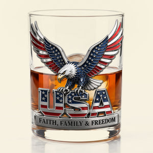 USA Strong Eagle Round Glass - Personalized Gifts For Patriots 02QHTI100626