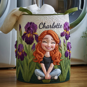 Birth Flower Girl Quilted Laundry Basket - Personalized Gifts For Girls 03QHTI300626 - Laundry Basket - GoDuckee