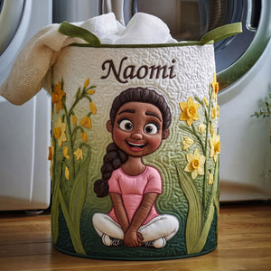 Birth Flower Girl Quilted Laundry Basket - Personalized Gifts For Girls 03QHTI300626 - Laundry Basket - GoDuckee