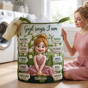 Lovely Birth Flower Quilted Laundry Basket - Personalized Gifts For Girls 05qhti170726 - Laundry Basket - GoDuckee