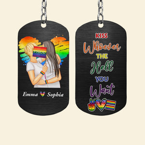 Personalized Gifts For LGBT Couple Keychain Kiss Whoever The Hell You Want - Keychains - GoDuckee